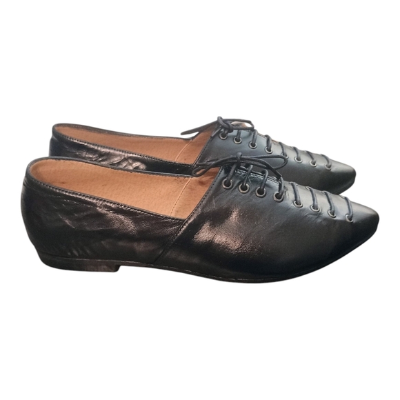 Bangi Handmade Leather Black Lace Up Shoes Size 38 - Picture 3 of 6